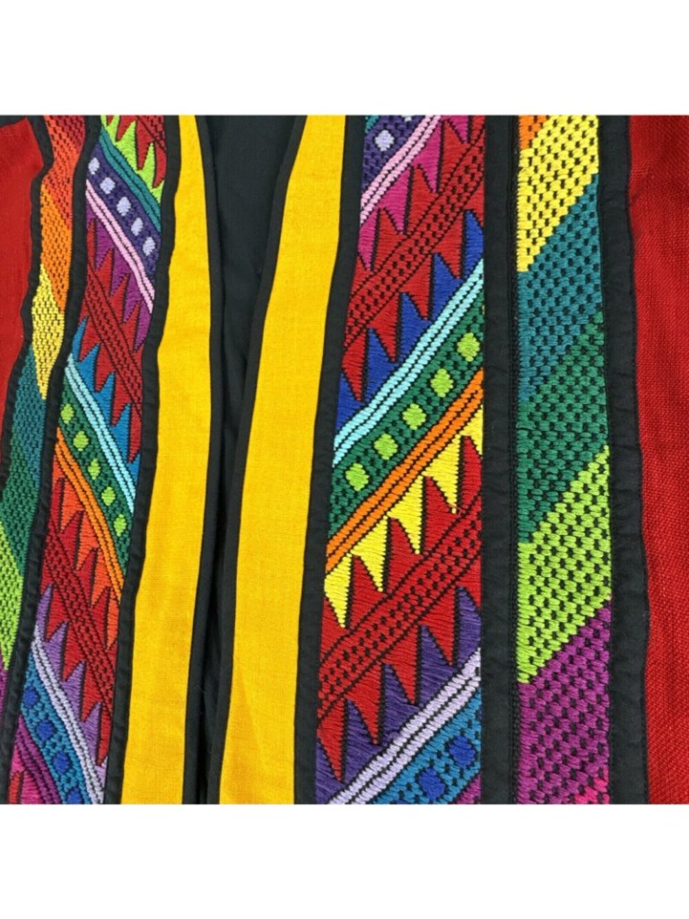 Theologos Art Kimono Shacket Vibrant Multicolored Needlepoint Design Open Front - Picture 8 of 16